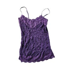 Vintage Xhilaration Womens Y2K Crinkle Lace Trim Camisole Top Purplr Size  Small